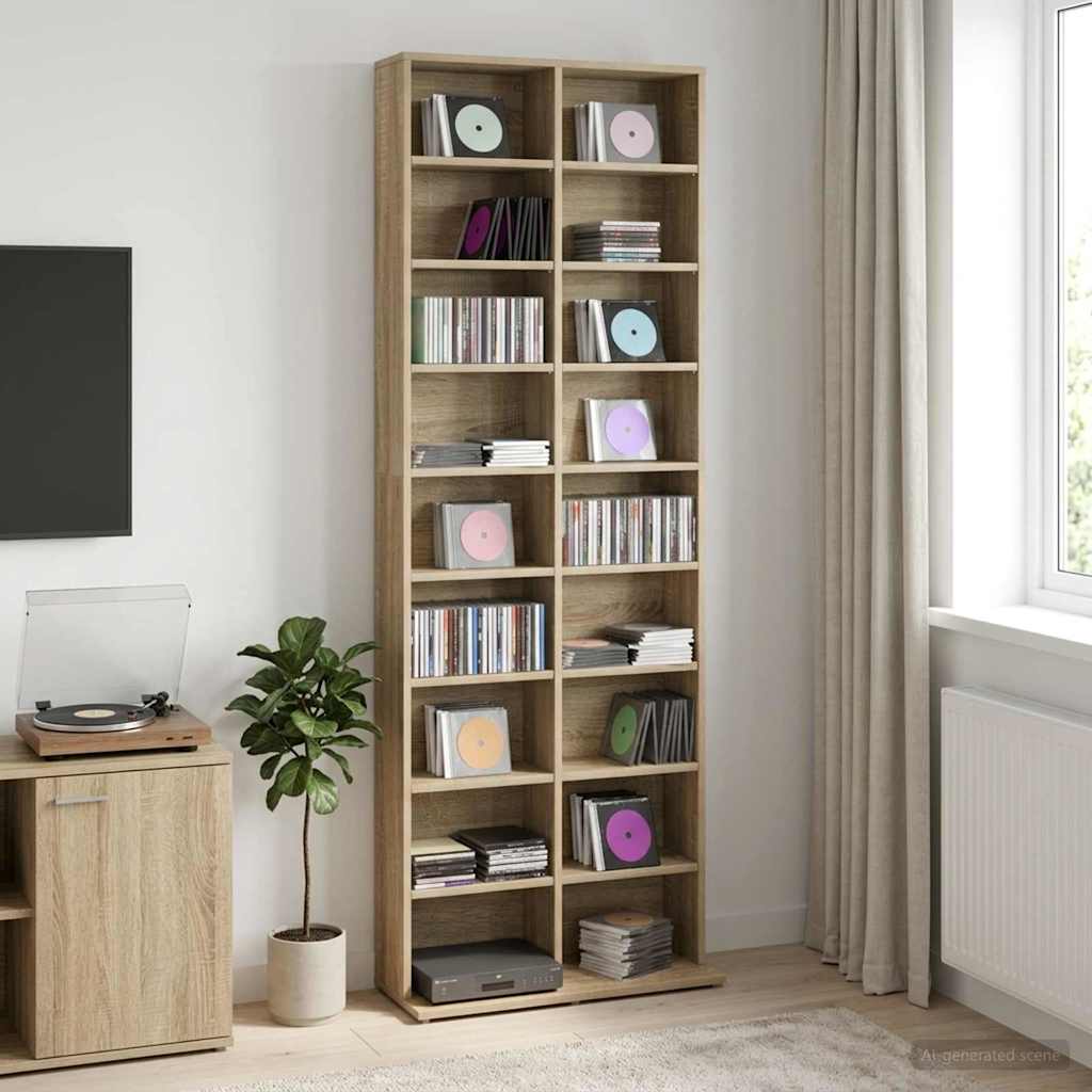 CD Shelf Sonoma Oak 65 X 23.5 X 175 Cm Engineered Wood