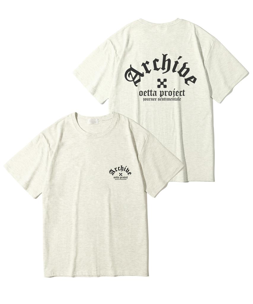 Oeta Archive Gothic Double Cotton Oversized Short Sleeve T-Shirt Oatmeal Ots26033
