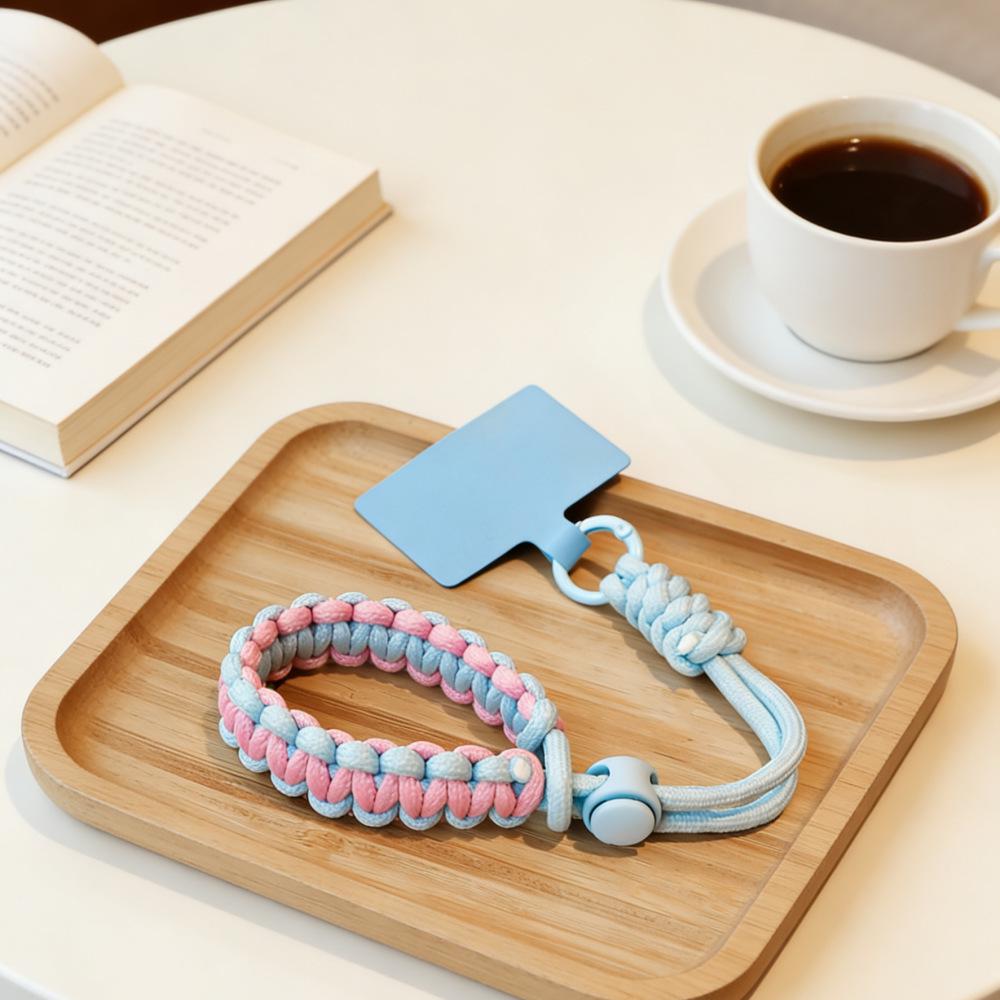 Adjustable Braided Phone and Camera Strap with Colorful Wrist Lanyard & Keychain