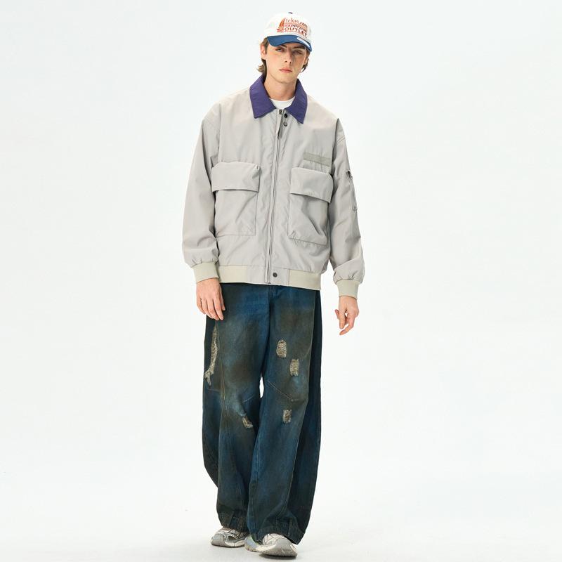Lapel Three-proof Jacket Boys Summer New Outdoor Loose Tooling Jacket Men's Clothing