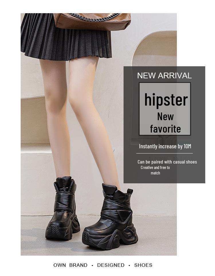 Women's 2025 Winter Ankle Boots: Warm Fleece-Lined Platform with 10CM Height Boost