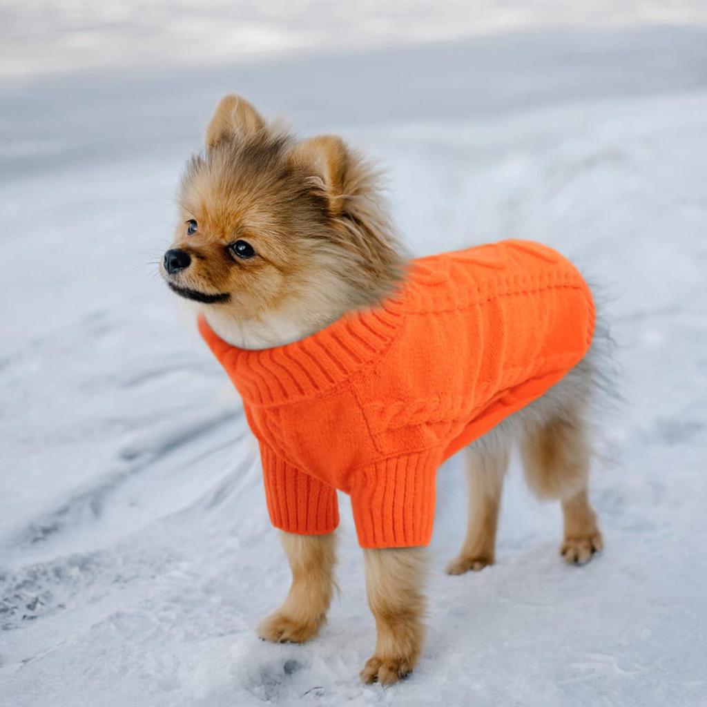 Dog High Collar Knit Sweater for Autumn/Winter 2025 - Solid Color Pet Clothing