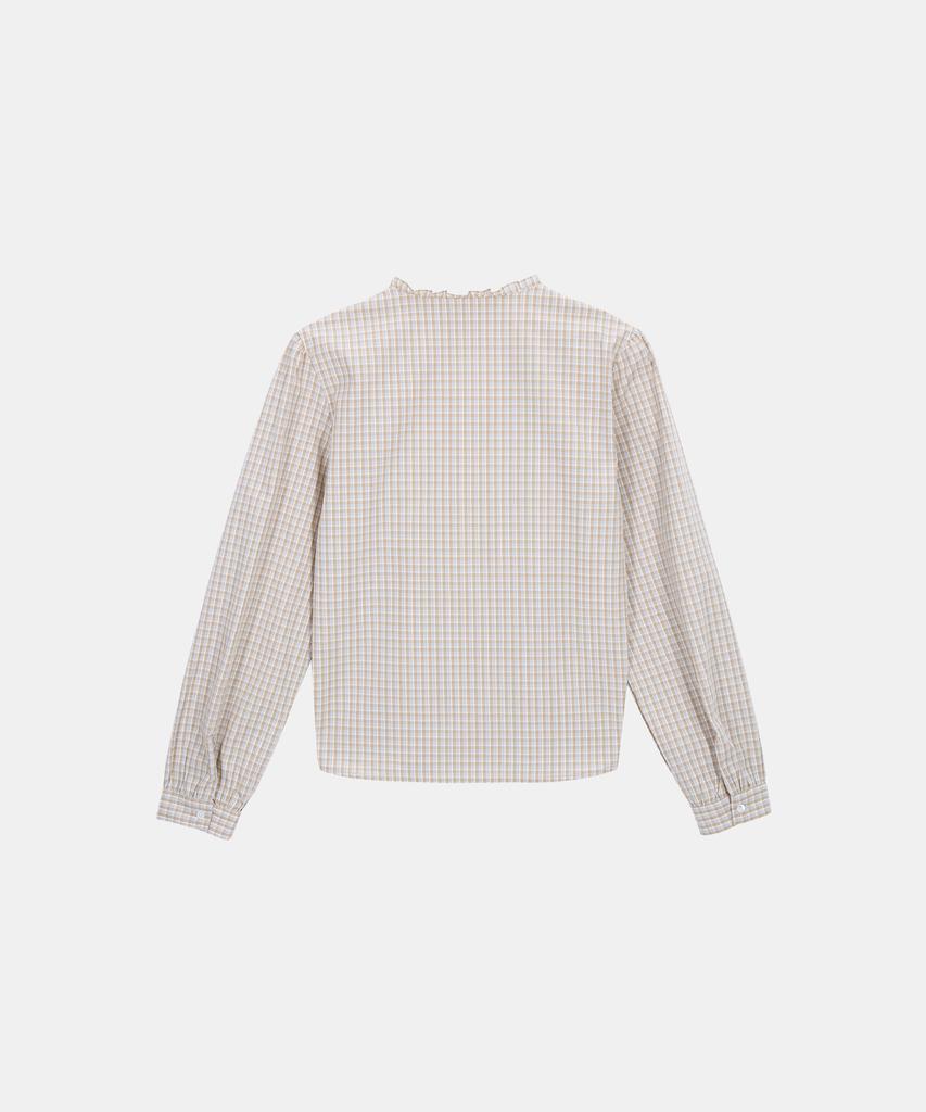 Poetseouul Frame Frill Blouse_Check Beige