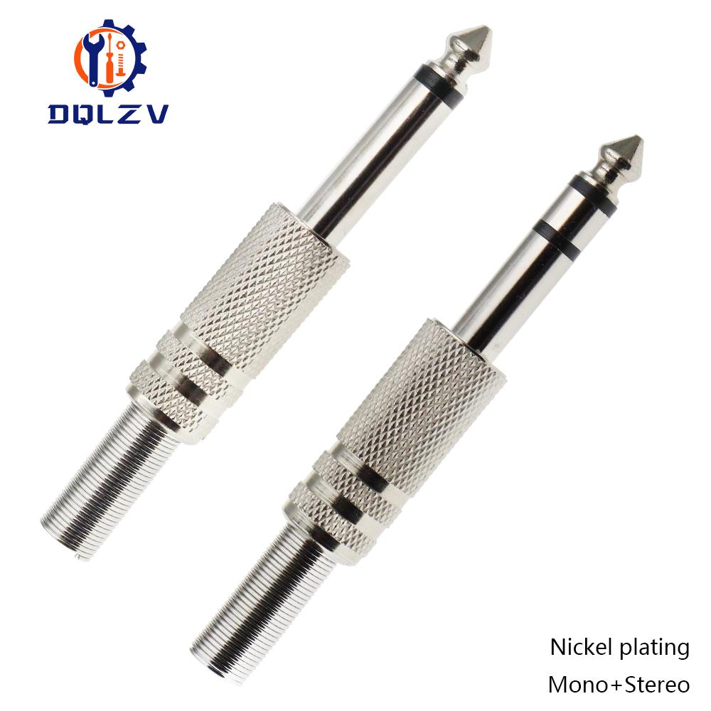 Gilding 6.35MM Jack Plug Male Mono Audio Connector Adapter 1/4Inch Male Soldering Audio Stereo Connectors