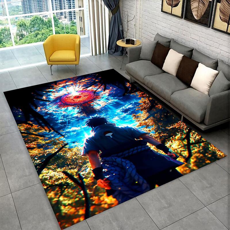 Tappeto Anime N-Naruto Cartone Animato Itachi per Stanza dei Giochi Camera da Letto Soggiorno Divano Arredamento Casa, Tappeto per Area Bambini Tappetino Antiscivolo Regalo