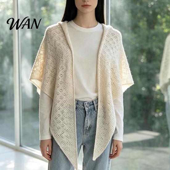 Travel Photography Shawl Women Knitted Triangle Shawl, Soft Wool Blend Pashmina Wrap, Lightweight Hollow Texture Scarf for Spring Autumn Layering And