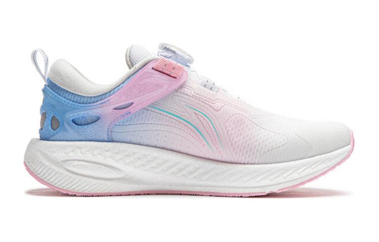 Li Ning YOUNG Kunpeng 2.0 Fabric Minimalist Style Abrasion Resistant Breathable Low Top Kids' Running Shoes White Pink YKFU002-4
