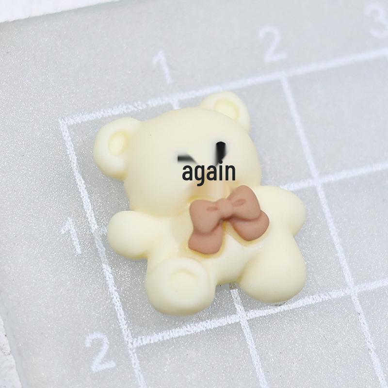 Cartoon Little Bear & Rabbit Resin Ornaments: Beige Milk Tea Phone Case & DIY Hair Accessories