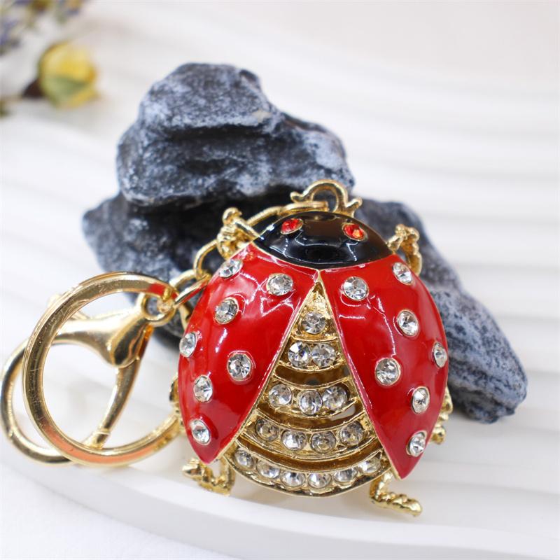 Kreativer Strassbienen-Schlüsselanhänger und niedlicher roter Marienkäfer-Insekten-Anhänger Schlüsselanhänger für Damen Handtaschen-Anhänger Schmuck
