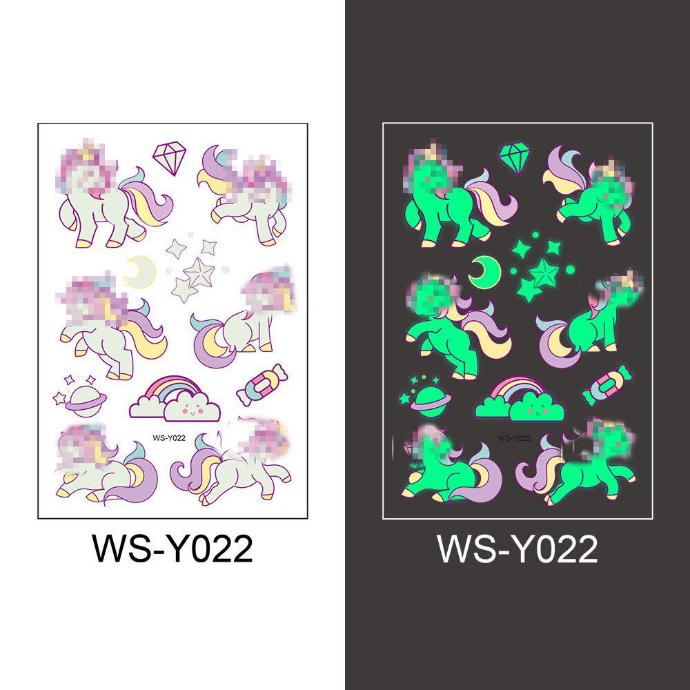 Kids Tattoo Stickers Luminous Temporary Fake Tattoos Glow Paste on Face Arm Leg for Children Body Art Mermaid Sticker