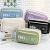 Pencil Case - Flip Cover Large Capacity Aesthetic Pencil Pouch with Zipper Mesh Stationery Organizer Pen Pouch