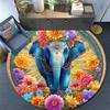 Elephant Round Area Rug,Carpet Rug for Living Room Bedroom Sofa Playroom Decor,Non-slip Floor Mat