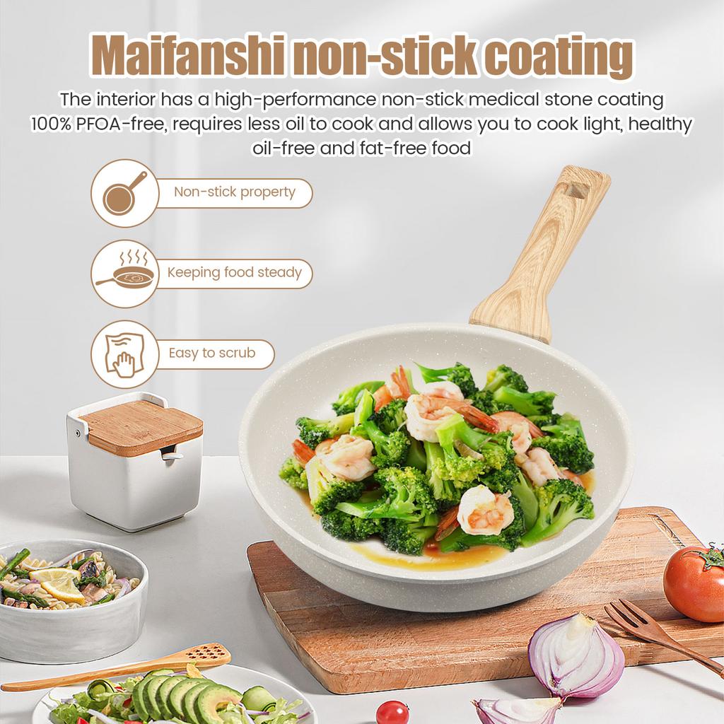Nonstick Frying Pan Skillet Enduring Frying Pan with Heat Resistant Handle Uniform Heat Conduction Kitchen Cooking Omelette Pan