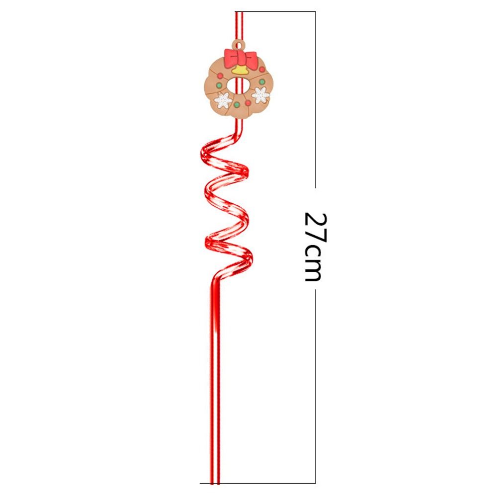 Spiral Christmas Plastic Straw Food Grade Christmas Party Decor Christmas Cartoon Straw  Children
