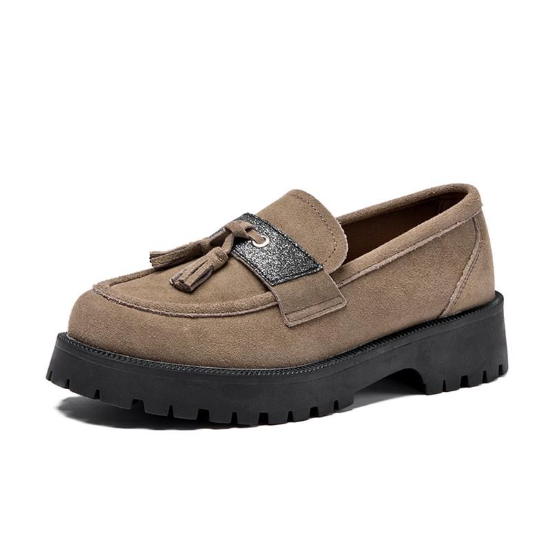 Mode AIYUQI Slipper Schuhe Damen Wildleder Echtleder 2024 Neu Britischer Stil Damen Frühlingsschuhe Übergröße Fracus Damenschuhe
