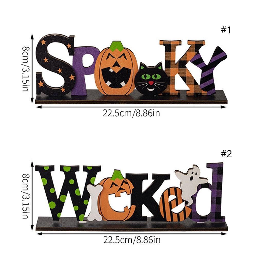 2pcs Scary Wooden Pumpkin Decoration Cartoon Halloween Cat Ornaments  Rustic Farmhouse