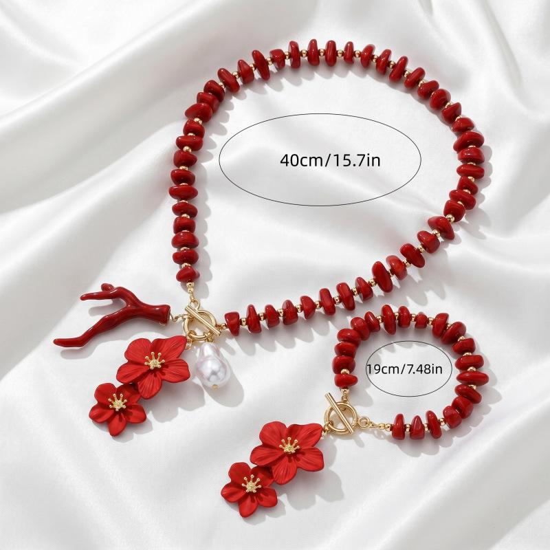 European and American Niche High-end Flower Necklace Female Irregular Beaded Water Drop Pearl OT Buckle Neck Chain Necklace