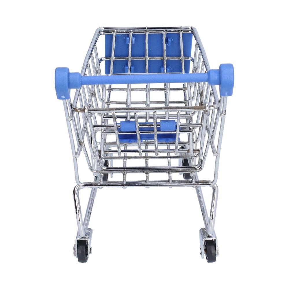2pcs Blue Color Supermarket Handcart Small Size Desktop Shopping Cart  Office Decor