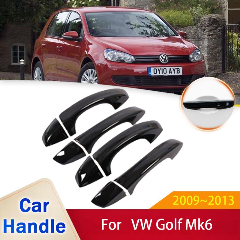 Passend für Volkswagen VW Golf Mk6 5K 2009 2010 2011 2012 2013 Hochglanzschwarz Türgriffabdeckung Schutzaufkleber Zierleiste Autozubehör