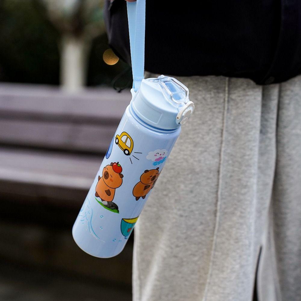 750ml Cartoon Plastic Cup Cute Capybara Drinking Bottle Drinkware Capybara Water Bottles  Summer