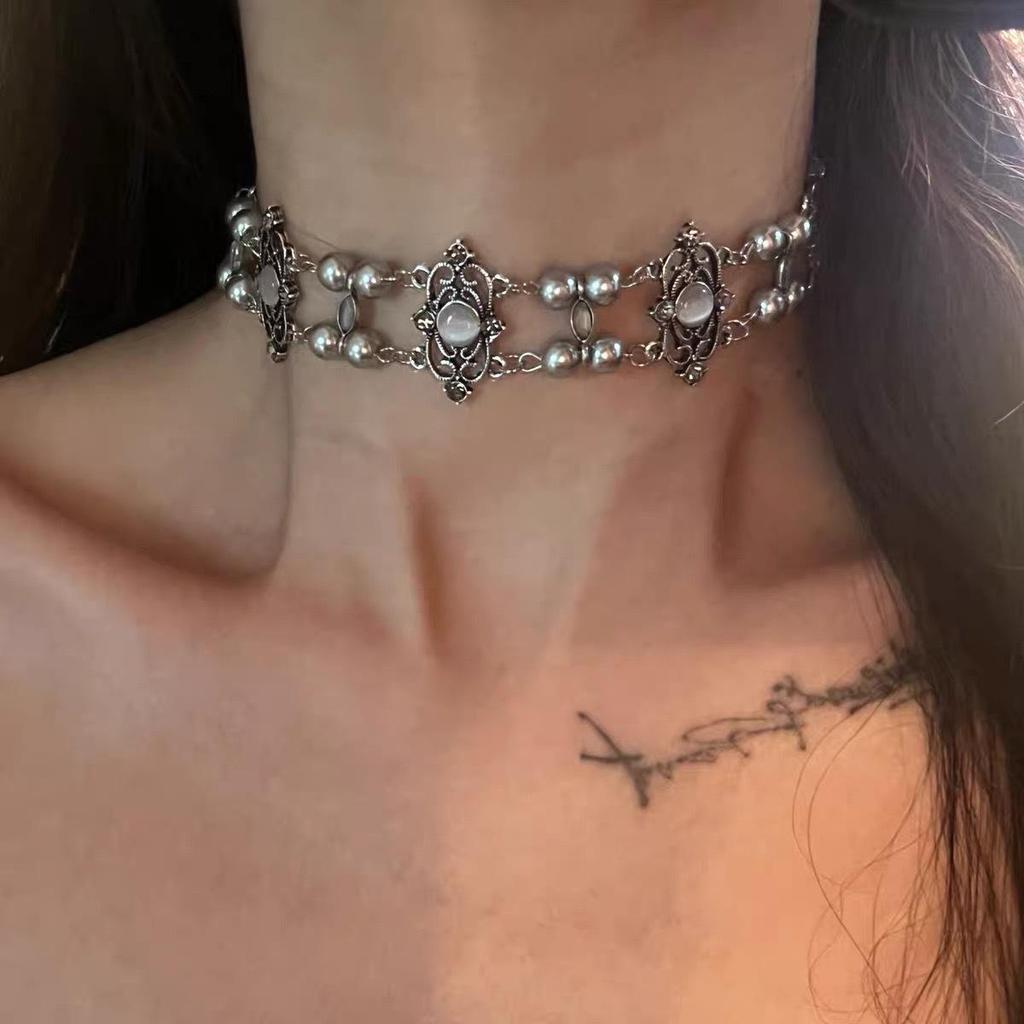 Y2K Spicy Girl Dark Star Leather Choker Necklace - Pure Desire Clavicle Chain