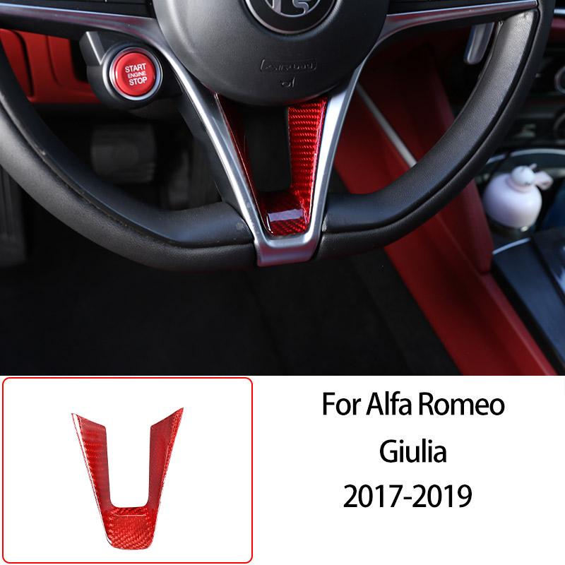For Alfa Romeo Giulia 2017-2025 Red Real Carbon Fiber Car Interior Trim Sticker Accessories Car Modification