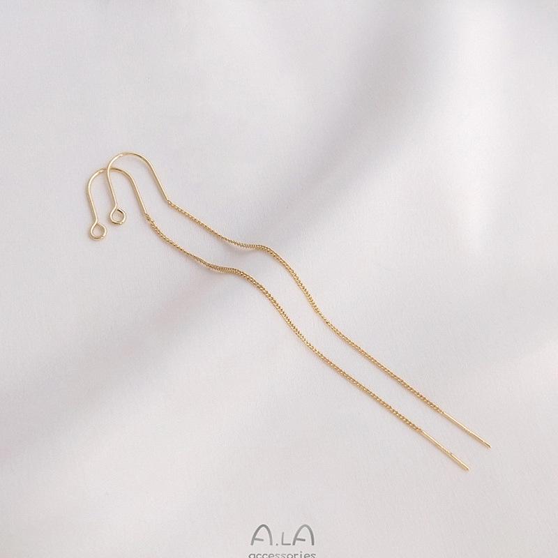 DIY U-Shaped Ear Wire: Handmade 14K/18K Gold & 925 Silver Chain-Shaped Studs - Color-Preserving Jewelry Accessories