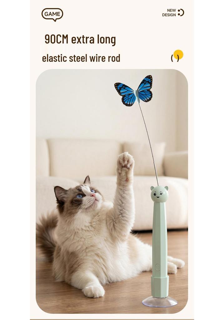 Automatic Rotating Butterfly Cat Teaser Toy for Self-Entertainment