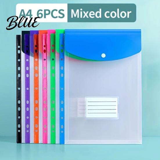 Department File Folder 3Pcs 11 Hole A4 with Snap Button Colorful Document Organizer