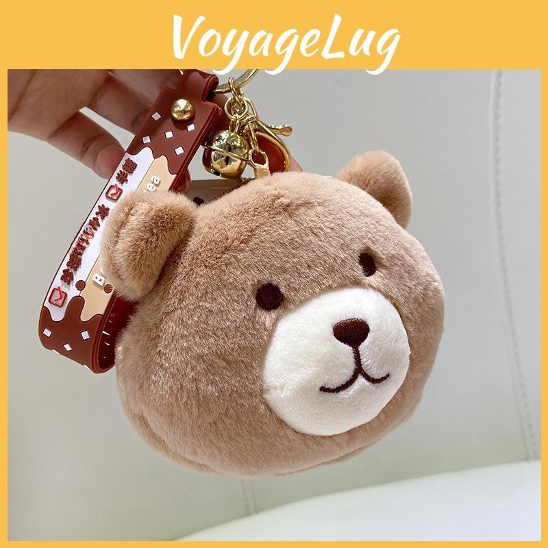 Plush Dog Brown Keychain Cute Animal Backpack Pendant Keyring Cartoon Gift Kids