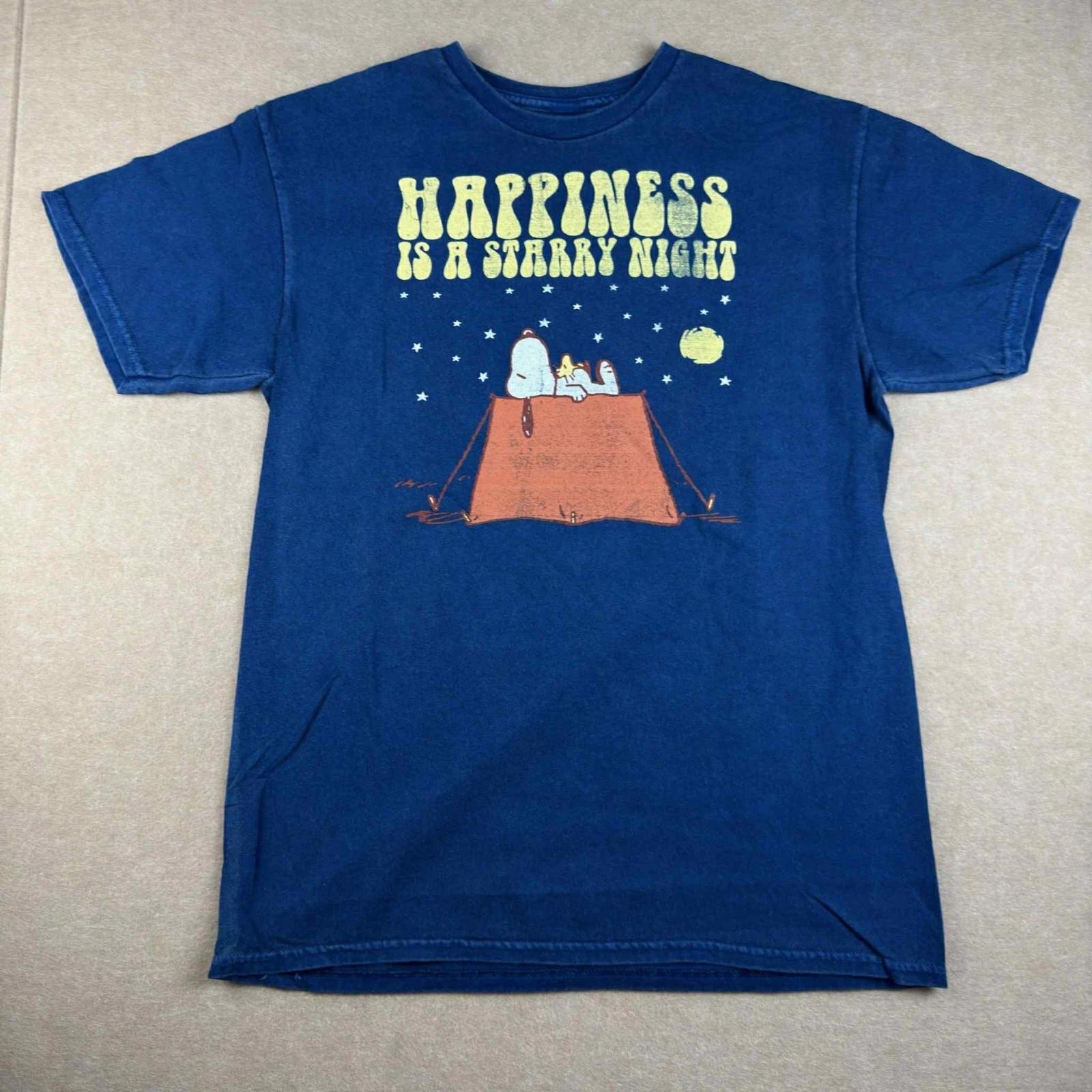 

Peanuts Shirt Men’s M Blue Snoopy Camping Starry Night Graphic Tee 4XL