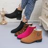 Fashion 2024 Hot Sale Shoes for Women Side Zip Women's Boots Winter Round Toe Suede Solid Short Barrel Low Heels Large Size Naked Boots