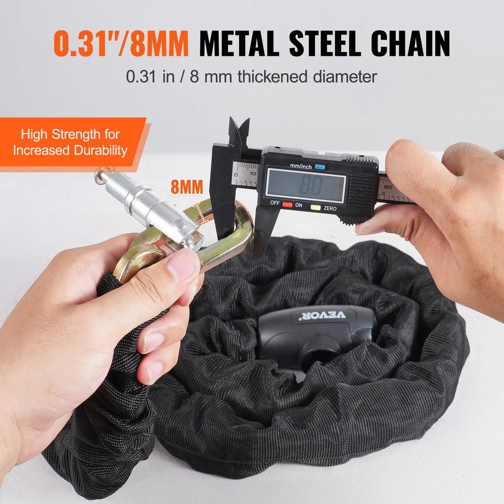 Bike Chain Lock 3.94 Ft Combination Bicycle Chain Lock with 4 Keys 8mm