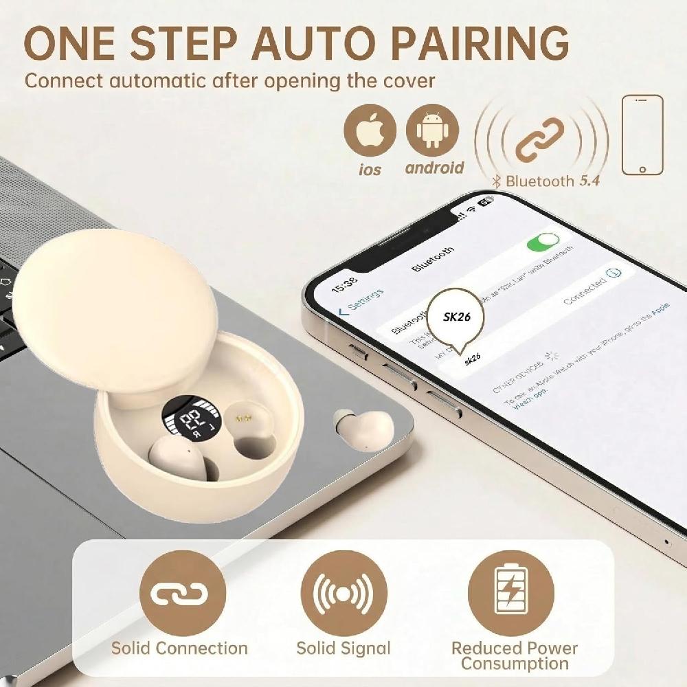 Sleeper Wireless Headphones 5.4 Lightweight Mini Earplugs Style with Noise Reduction Invisible Comfort for Sleeping Office 7