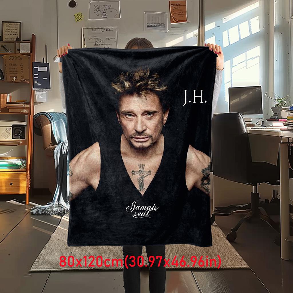 French legendary rock singer and actor Johnny Hallyday blanket soft home furnishing nap decoration four seasons warm Sherpa blanket U6