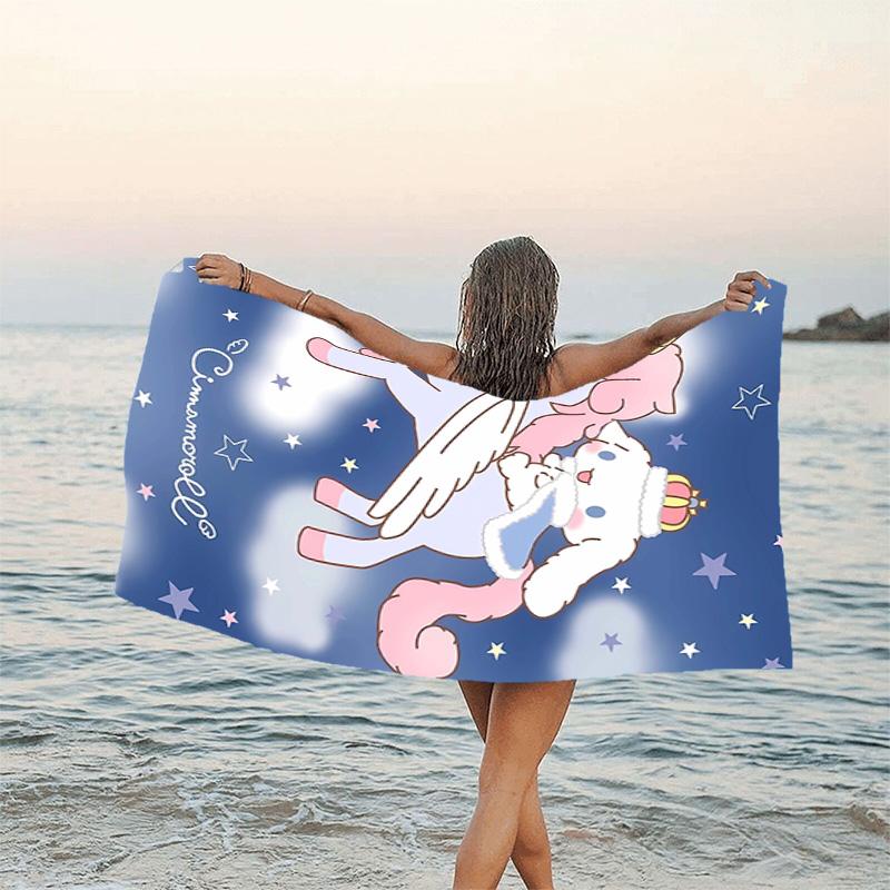 1pc Sanrio Cinnamoroll3 Beach Towel, Beach and Seaside Swimming Pool Equipment, Fashion Pattern, Rectangular, Travel Essentials