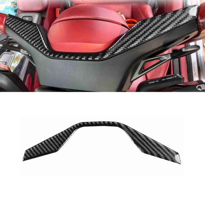 1Pcs Soft Carbon Fiber Steering Wheel Upper Trim for Porsche 911 992 -