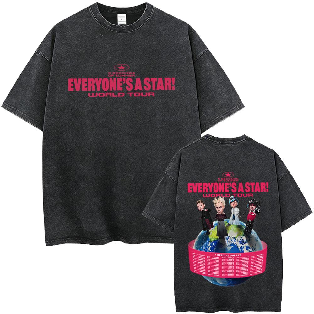 Washed Vintage 5 Seconds of Summer Everyones A Star World Tour 2026 Tshirt Men Women Clothing Pop Punk Rock Harajuku T Shirts