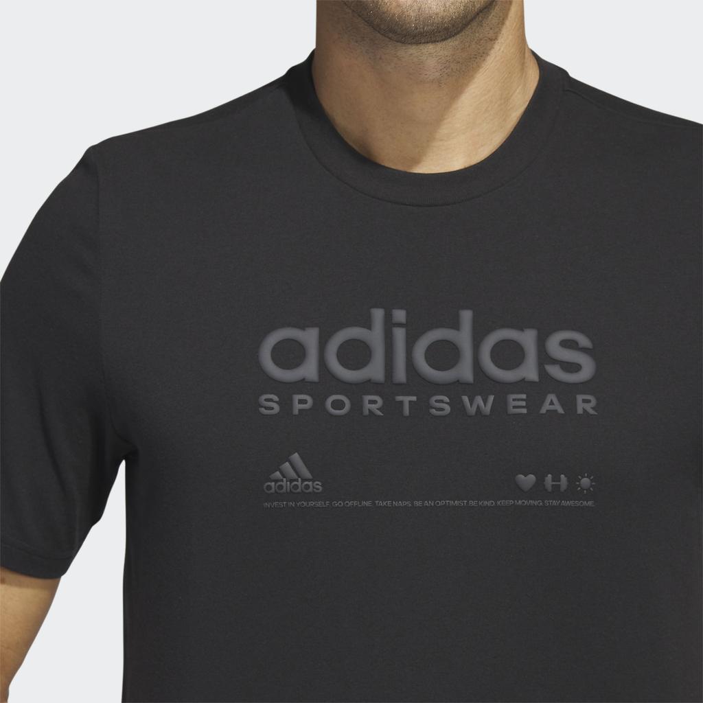 Adidas Lounge Logo Print Round Neck Short Sleeve T-Shirt Men Tops Black H49669