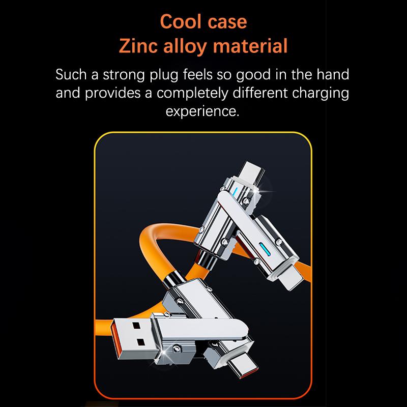 100W 2 In 2 Pd Fast Usb Cable For Huawei/Honor Retractable Portable 4 In 1 Micro Usb Type C Charger Cable For Iphone Samsung