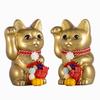 Glückskatze Waraku Medetai Rechte Hand Katze Glückskatze Maneki Katze Glücksbringer Feng Shui Ornament Opferbox Gold (M-SIZE Gold) Erhaben/Pottery_Lucky (tai_M