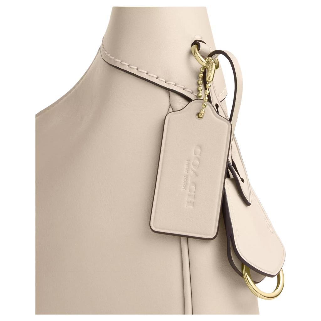 Coach Ella 36 Gold Logo Leather Shoulder Bag Large Oatmeal Women Shoulder Bag CCE48-IMOAT