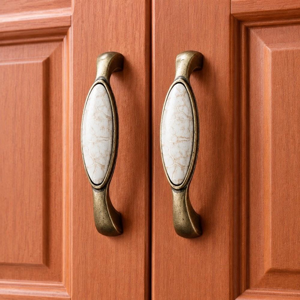 Marble Vein Ceramic Cabinet Knobs Antique Crack Door Knobs Vintage Wardrobe Handles Cabinet Doors