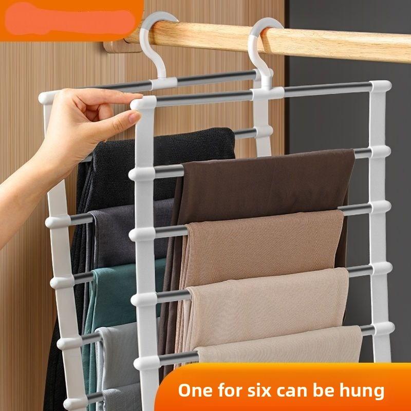 2pcs/3pcs Stainless Steel Ladder Trouser Rack 7-layer Telescopic Trouser Hanger Multifunctional Folding Trouser Hanger