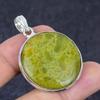 Swiss Green Opal Gemstone Handmade 925 Sterling Silver Pendant 1.85" z0f93