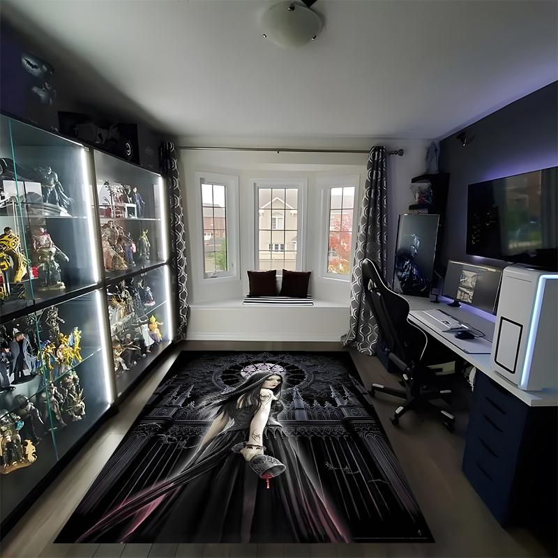 Dark Printed Carpet, Rug for Office Chair Living Room Bedroom Kitchen Room Decor Gifts.