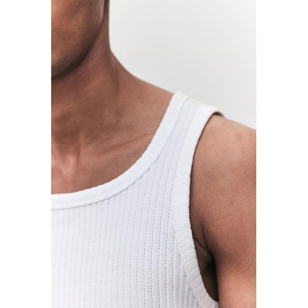 H M sliM Fit Ribbed Sleeveless Top wHite