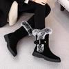 Autumn and winter new retro wind velvet thickened snow boots women's thick-soled fashion heightening non-slip Martin boots