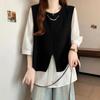 Designed Black and White Splicing Temperament Top Women's Trendy French All-match Contrast Shirt