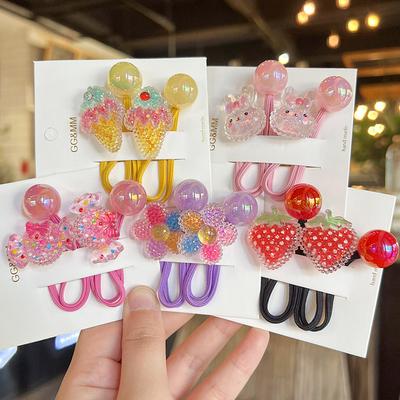 2 STÜCKE Hübsche Cartoon Erdbeer Süßigkeiten Mädchen Elastische Haarbänder Kinder Prinzessin Haaraccessoires Kinder Haargummis Baby Kopfschmuck